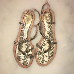 Vince Camuto Signature Gold leather jeweled thongs